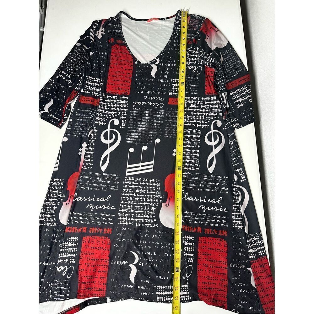 Lili by Firmiana Music Lovers Tunic Dress Sz 1X A-Line 3/4 Sleeve Black White - Picture 6 of 13